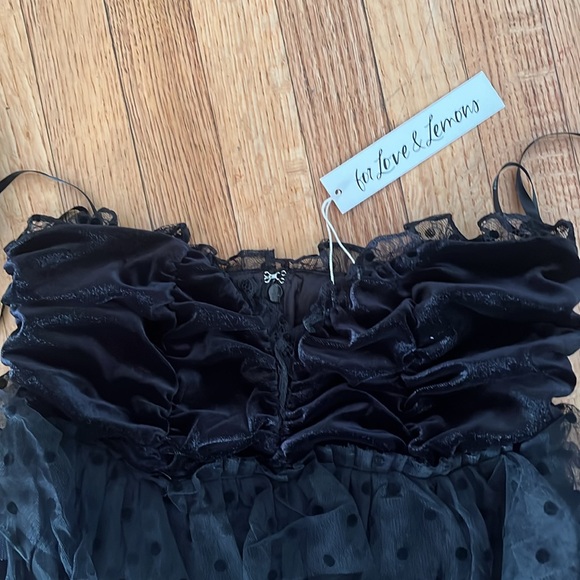 For Love & Lemons Jourdan Off The Shoulder Mini Dress in Black NWT - Picture 5 of 17